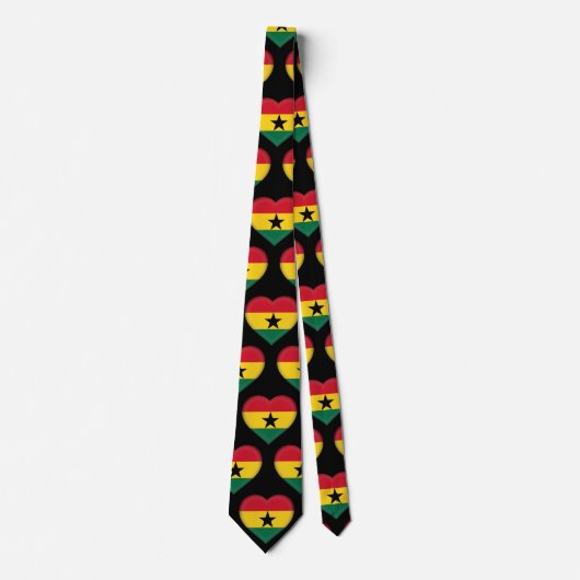 Ghana Flag Farben Herzmuster Neck Tie Krawatte (Vorderseite)