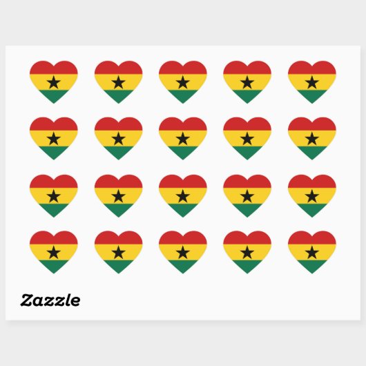 Ghana Flag Heftsticker Herz-Aufkleber (Blatt)
