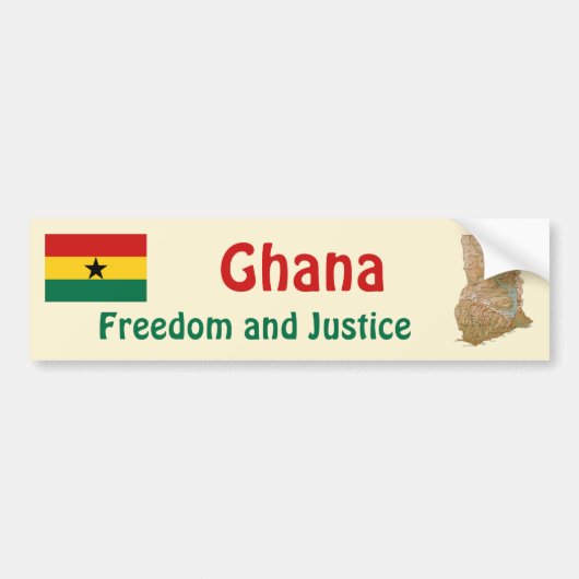 Ghana Flag + Map Autoaufkleber (Vorne)