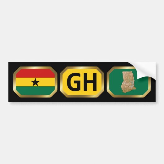 Ghana Flag Map Code Autoaufkleber (Vorne)