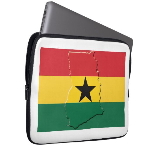 GHANA Flag Map Patriotic Computer Laptopschutzhülle (Vorne Rechts)