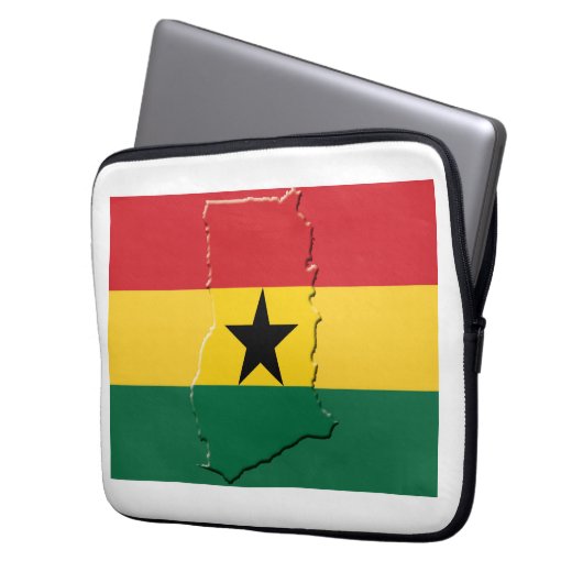 GHANA Flag Map Patriotic Computer Laptopschutzhülle (Vorderseite Links)
