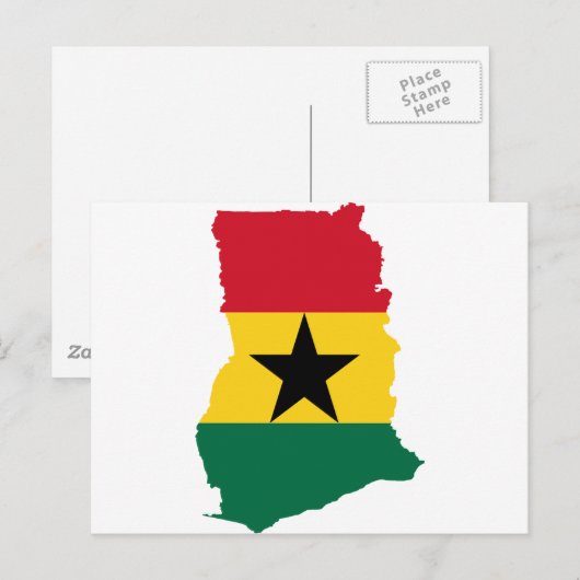 Ghana Flag Map Postkarte (Vorne/Hinten)