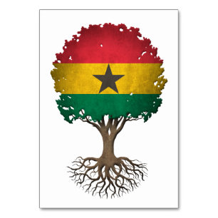 Ghana-Flagge Baum des Lebens Anpassbar Tischnummer