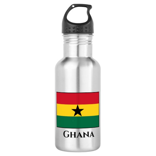 Ghana-Flagge Edelstahlflasche (Vorderseite)