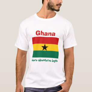 Ghana-Flagge + Karte + Text-T - Shirt