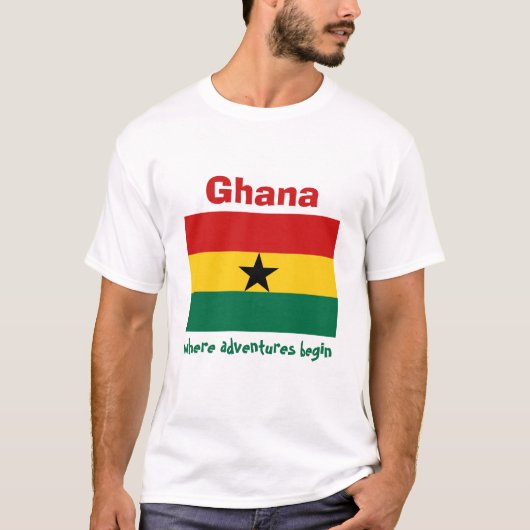 Ghana-Flagge + Karte + Text-T - Shirt (Vorderseite)
