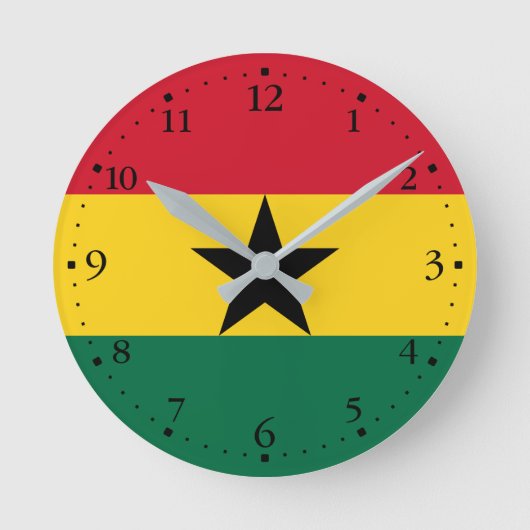 Ghana-Flagge Runde Wanduhr (Vorderseite)