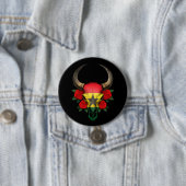 Ghana-Flaggen-Stier-Schädel mit Roten Rosen Button (Beispiel)