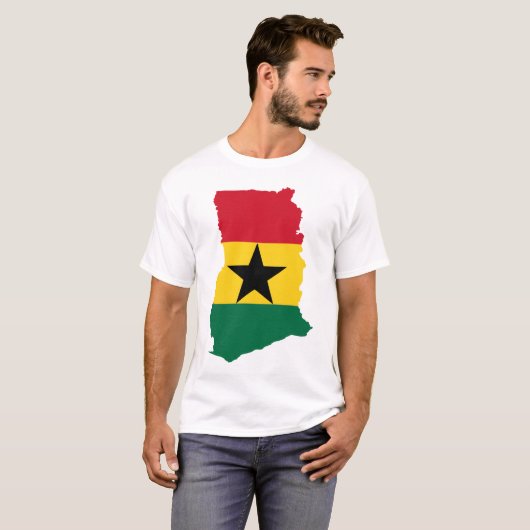 Ghana-Flaggenkarte T-Shirt (Vorne ganz)