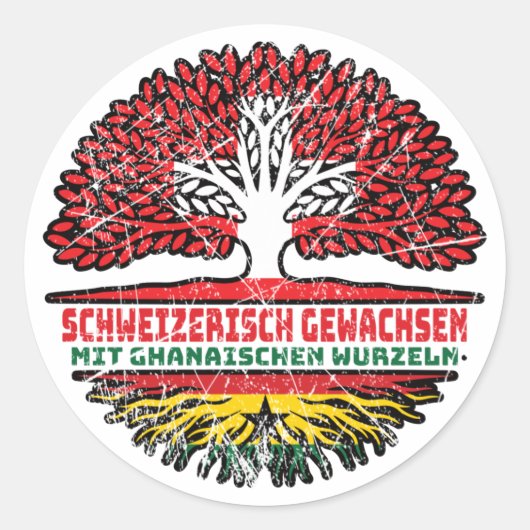 Ghana Ghanaisch Schweizer Schweiz Baum Wurzel Flag Runder Aufkleber (Vorderseite)