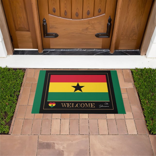 Ghana & Ghanian Flaggenhaus matte/sports Willkomme Fußmatte (Außenbereich)