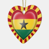 Ghana-Herz-Flagge mit Stern-Explosion Keramikornament (Links)