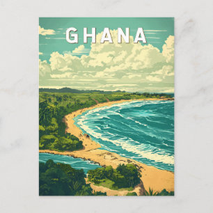 Ghana Illustration Reise Kunst Vintage Postkarte