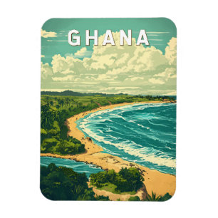 Ghana Illustration Travel Art Vintag Magnet