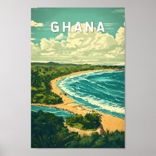 Ghana Illustration Travel Art Vintag Poster
