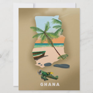 Ghana-Karte illustrierter Reiseplakat. Einladung
