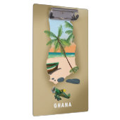 Ghana kartografiert illustriertes Reiseplakat. Klemmbrett (Rechts)