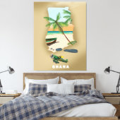 Ghana kartografiert illustriertes Reiseplakat. Leinwanddruck (Insitu (Schlafzimmer))