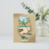 Ghana kartografiert illustriertes Reiseplakat. Postkarte (Stehend Vorderseite)