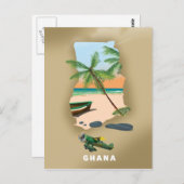 Ghana kartografiert illustriertes Reiseplakat. Postkarte (Vorne/Hinten)
