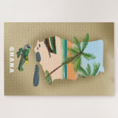 Ghana kartografiert illustriertes Reiseplakat. Puzzle (Horizontal)