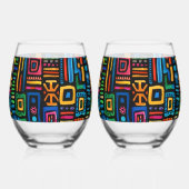 Ghana Kente Weinglas Ohne Stiel (Vorderseite)