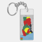 Ghana-Landkartenflagge Schlüsselanhänger (Vorderseite links)