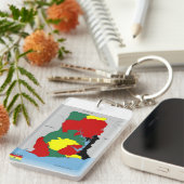 Ghana-Landkartenflagge Schlüsselanhänger (Vorderseite rechts)