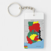 Ghana-Landkartenflagge Schlüsselanhänger (Vorderseite)
