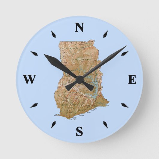 Ghana Map Clock Runde Wanduhr (Vorderseite)