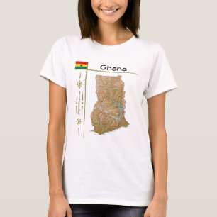 Ghana Map + Flag + Titel T - Shirt