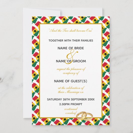 GHANA MAP mit elegantem Skript-Hochzeit in Ghanais Einladung (Vorderseite)