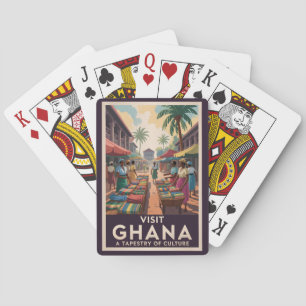 Ghana Markt Illustration Reise Kunst Vintage Spielkarten