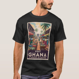 Ghana Markt Illustration Reise Kunst Vintage T-Shirt