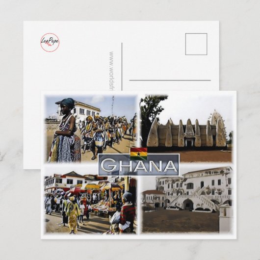 Ghana - Mosaik - Postkarte (Vorne/Hinten)