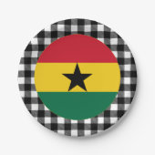 Ghana Plate, Büffel kariert & Ghanaische Flagge Pappteller (Vorderseite)