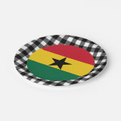 Ghana Plate, Büffel kariert & Ghanaische Flagge Pappteller (Schrägansicht)
