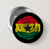 Ghana-Rosen-Flagge auf Schwarzem Button (Vorne & Hinten)