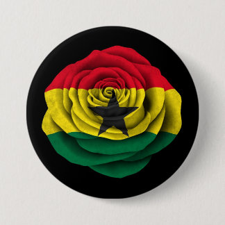 Ghana-Rosen-Flagge auf Schwarzem Button
