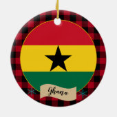 Ghana, Roter Büffel kariert & Ghanaische Flagge Keramik Ornament (Hinten)