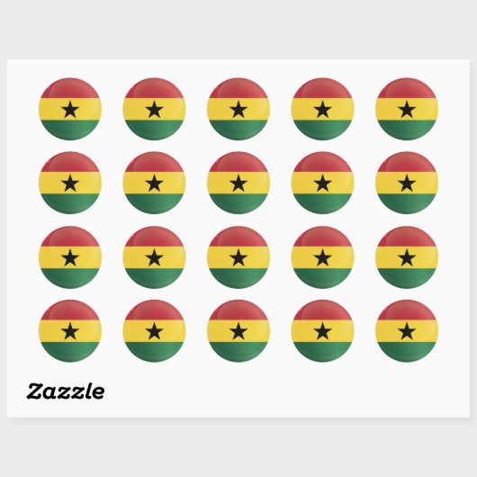 Ghana Round Icon Flag Runder Aufkleber (Blatt)
