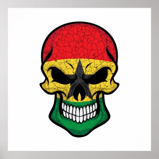 Ghana Smiling Skull Flag Poster (Vorne)
