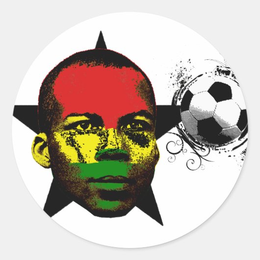 Ghana Soccer Runder Aufkleber (Vorderseite)
