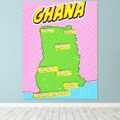 Ghana Travel Map Leinwanddruck (Insitu (Holzboden))