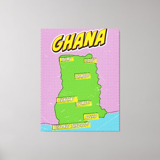 Ghana Travel Map Leinwanddruck (Vorderseite)