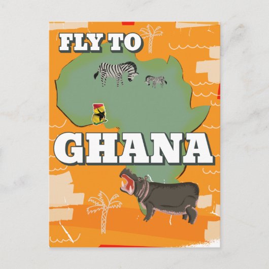 Ghana Vintage Reiseplakat Postkarte (Vorderseite)