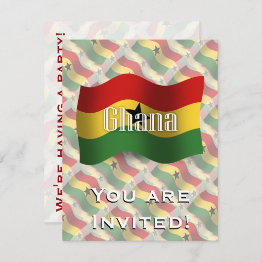 Ghana Wave Flag Einladung (Vorne/Hinten)