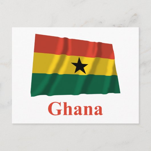 Ghana Waving Flag mit Namen Postkarte (Vorderseite)
