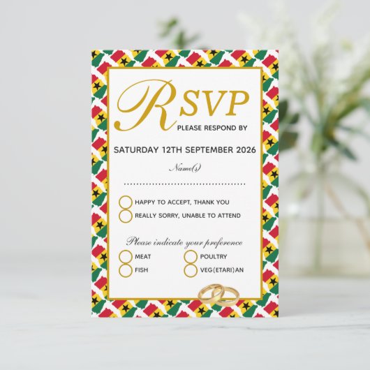 GHANA Wedding Celebration UAWG Response Card RSVP Karte (Stehend Vorderseite)